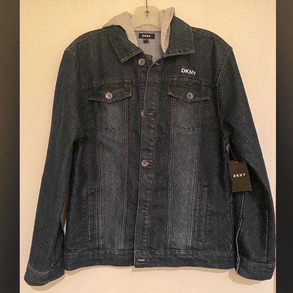 Denim Jacket Dkny Ladies Jackets DKNY Hooded Denim Jean Jacket - Main Image